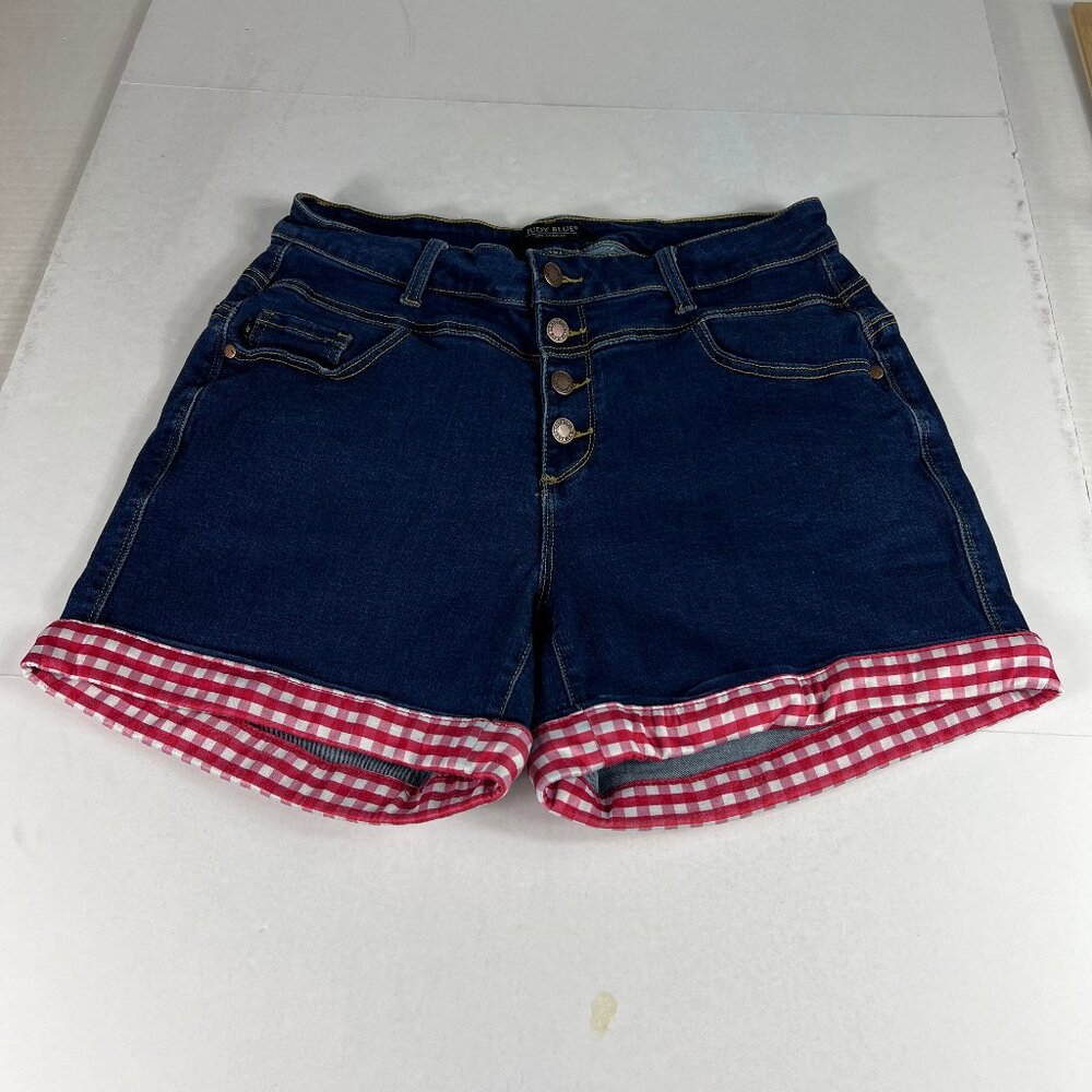 Judy Blue Jean Shorts Women's Plus 32* High Rise Blue Cuffed Denim Jorts Tag 1XL